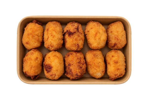 10 unitats de croquetes de pollastre en una safata