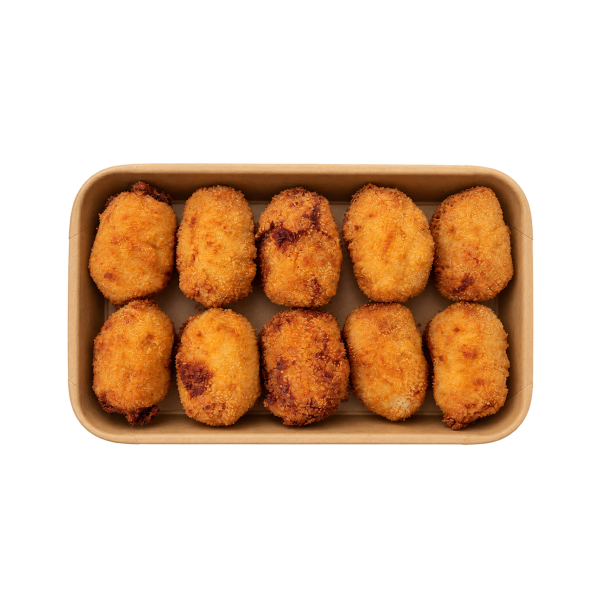 10 unitats de croquetes de pollastre en una safata
